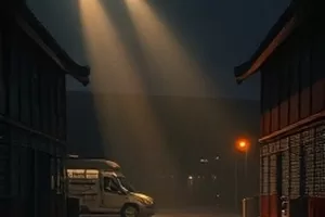 夜色城市航站楼的玻璃幕墙与远处灯光